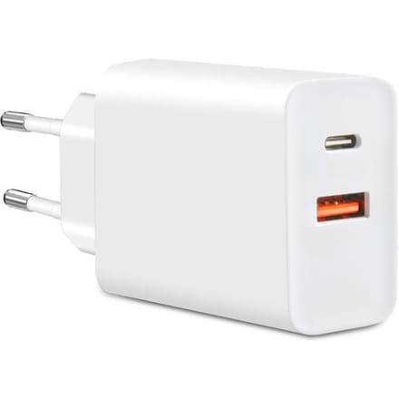 Chargeur Rapide 20W PD USB C USB A Mural Double Port Bloc de Charge Rapide pour Téléphone Écouteurs