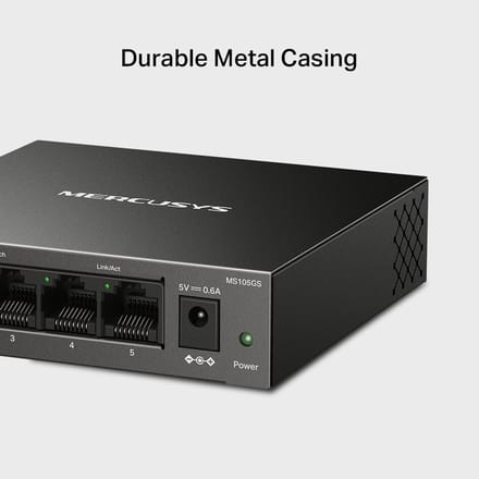 Mercusys MS105GS - Netwerkswitch - Unmanaged - Gigabit Ethernet - 5-Poorten