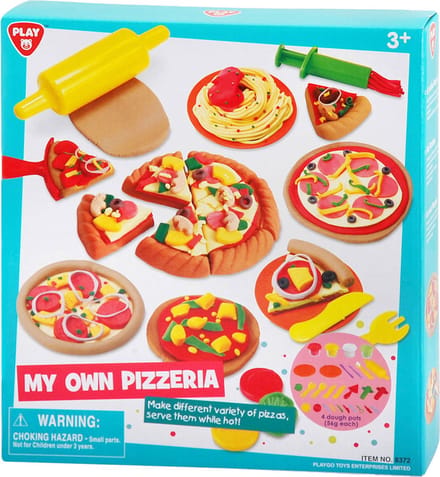Play kleiset pizzeria speelset - 4 kleuren klei voor kinderen.
