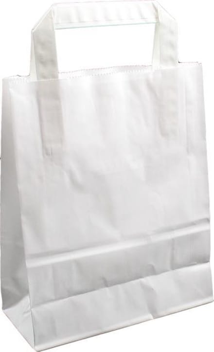 Tas, Wit kraft, platte papieren handgreep, 18x8x22cm, draagtas, wit - 50 stuks