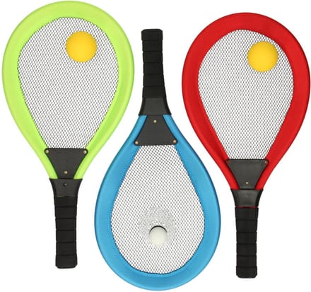 Soft tennis en badmintonset speelgoed voor kinderen multi kleuren.