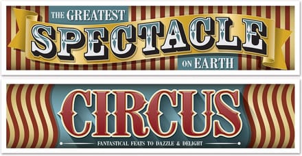 360 DEGREES - Set van 2 circus banners 1,5 m