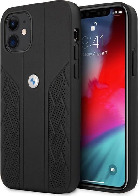 BMW Leather Curve Perforate Case for iPhone 12 mini - Black