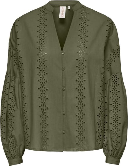 ONLY - ONLNELLY LS V-NECK BUTTON TOP WVN - Meisjes - Blouses