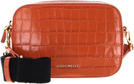 COCCINELLE Leren Schoudertas Mini Bag Croco Leather Chestnut Bruine