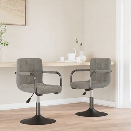 vidaXL - Eetkamerstoelen - draaibaar - 2 - st - fluweel - lichtgrijs