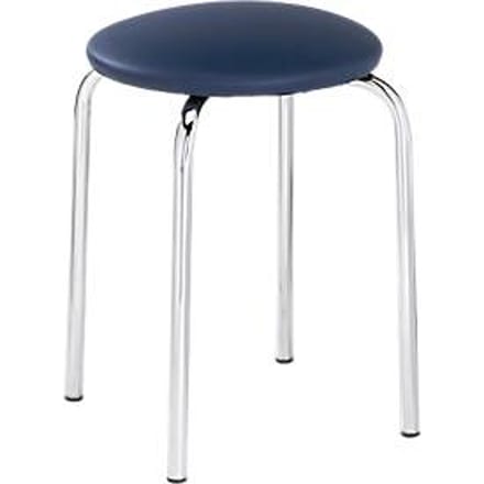 Kruk, stapelbaar, 4-pootsframe, kunstlederen bekleding, H 440 mm, blauw