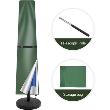 Rechte Parasolhoes Waterdichte Parasol Beschermhoes met Telescopische Stang Rits UV-Anti Winddicht Tuinparasolhoes 170cm groen