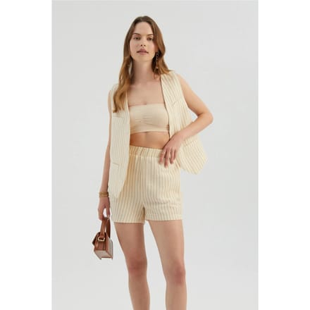 Gestreepte Hoge Taille Elastische Taille Kortebroek