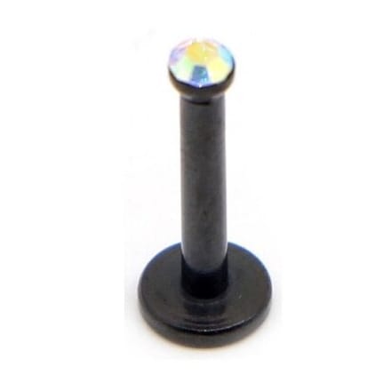 Zwart Met Steen - Tragus / Helix / Labret Piercing