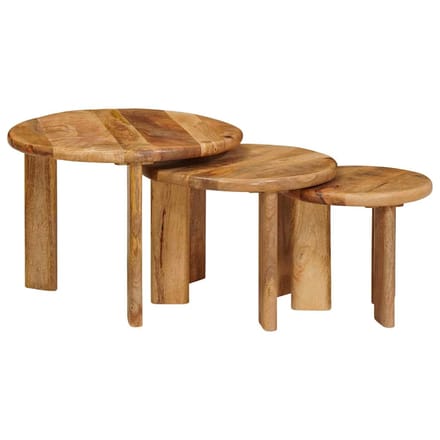 vidaXL - Nesting - Koffietafels - 3 - st - Bruin - Ø - 54 - x - 40 - cm - Massief - Mango - Hout