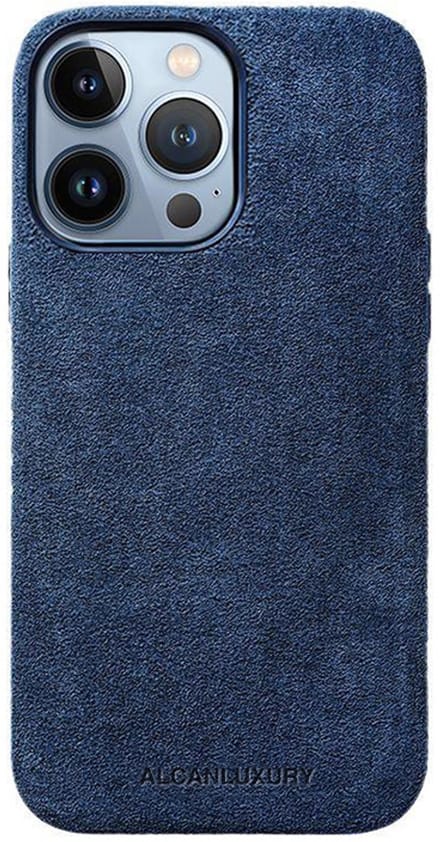 ALCANLUXURY Alcantara Hoesje geschikt voor iPhone 13 Pro Max – Echt Italiaans Alcantara® – Geschikt voor MagSafe – Back Cover – Ocean Blue
