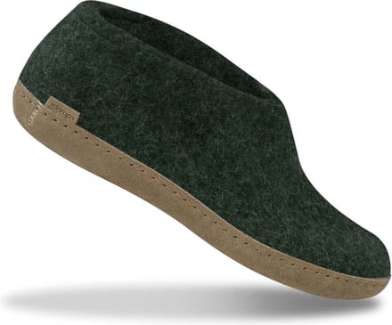 Glerups Lage Wollen Sloffen Leren Zool Groen