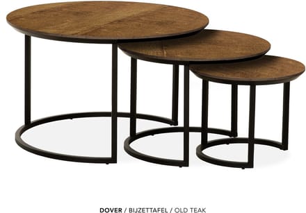 Maxfurn - Set van 3 ronde salontafel | kleur: Old teak