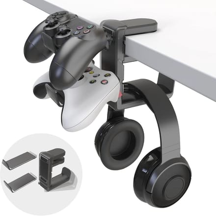 3-in-1 Gaming Hoofdtelefoon en Controller Houder met Verstelbare Arm - Onder Bureau Standaard
