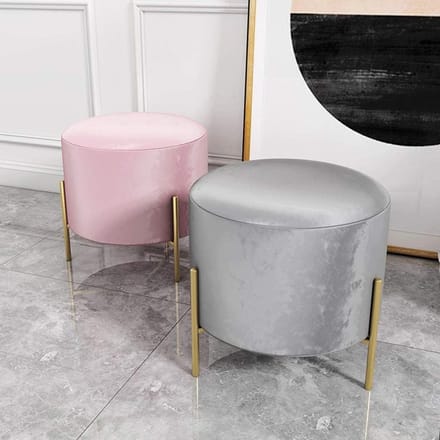 Gestoffeerde Poef - Voetenbank Zetel - Make-up Zitten - Antislip Mat - Goud