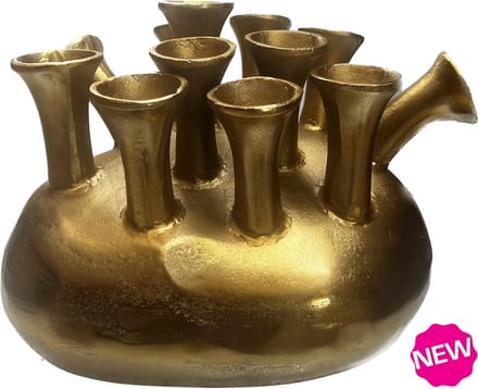 Toetervaas Assen | 12 Toeters | Tulpenvaas | Goud - Gold | L50 x B40 x H35 cm