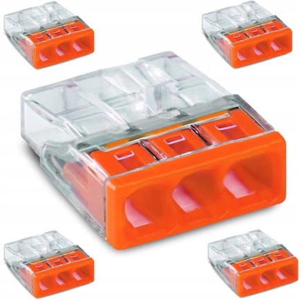 WAGO 2273-203 - 3-Voudige lasklem - Push-in voor massieve aders - 0,5-2,5mm² - 5 Stuks