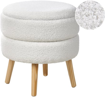 OKATON - Hocker met opbergruimte - Wit - Bouclé