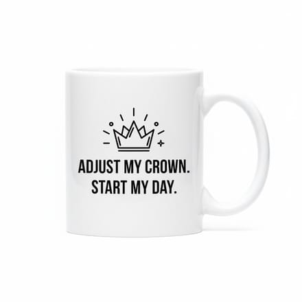 Adjust My Crown, Start Mijn Dag – Motiverende Quote Koffiemok 330 ml
