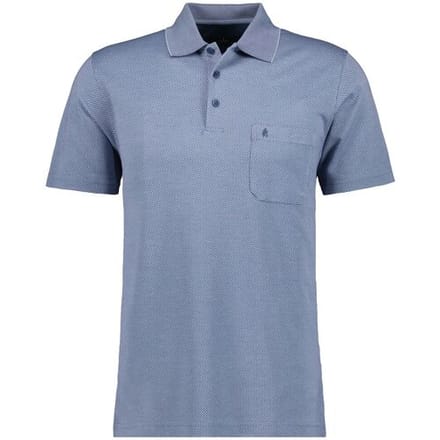 Ragman Polo Softknit Fine Jacquard Pattern Duivenblauw / male