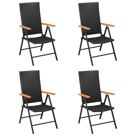 vidaXL - Opklapbare - stoelen, - 4 - stuks, - van - polyrotan, - zwart.