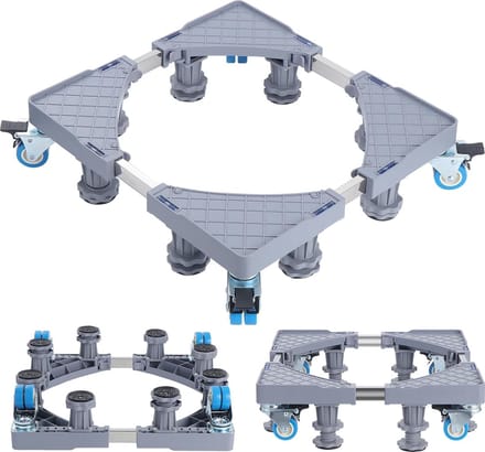 Wasmachinebasis Verstelbare wasmachinebasis Verplaatsbare basis voor koelkast, droger en vriezer, verstelbare lengte 42-65 cm, hoogte 9,5-12,5 cm