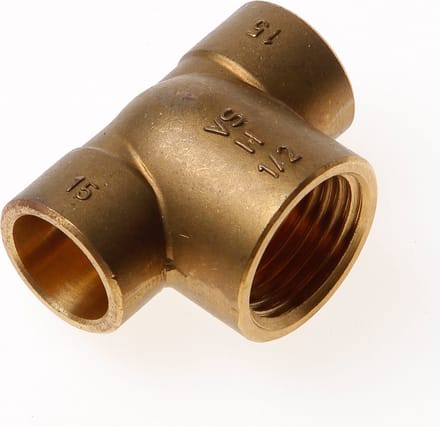 Bonfix soldeer t-stuk - 15 x 1/2 x 15 mm binnendraad messing