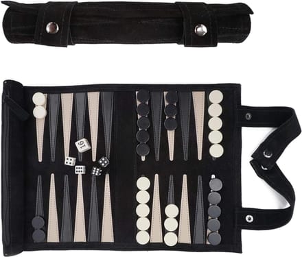 RONN® Backgammon Koffer – Luxe Backgammon Set – Zwart - 26cm x 6cm x 6cm