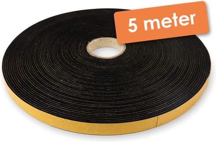 Zelfklevend Vilt / Plakvilt op Rol - Zwart - Lengte: 5 meter - Breedte: 10 mm - Dikte: 1.5 mm