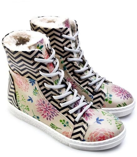Goby ZigZag Floral Dames Sneakerlaarzen - Handmade - Vegan Leer - Maat 38