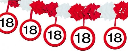Folat 18 jaar Slinger - 2x stuks - verjaardag versiering met stopborden - 4 meter