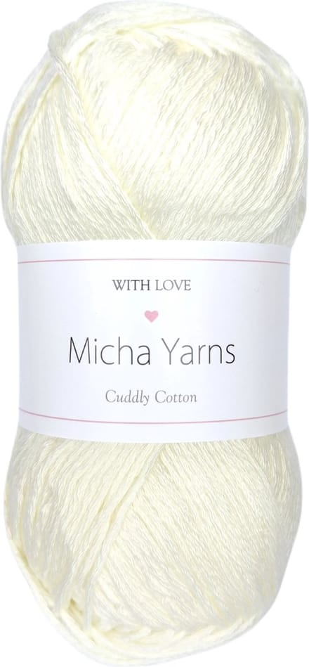 Micha Yarns - 80% katoen 20% acryl breiwol - 5 bollen - 5 x 100gram - 200 meter per bol - Creme (002)