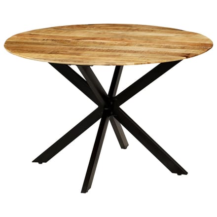 vidaXL - Eettafel - 120x77 - cm - massief - ruw - mangohout - en - staal