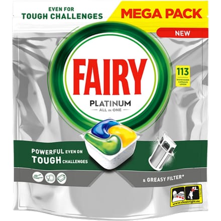 Fairy Lemon All-in-One Vaatwastabletten voor Glas & Vaat – 113 stuks