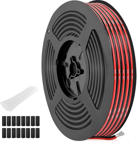 Flexibele 2-aderige Rode en Zwarte Silicone Kabel 0,82 mm² (18 AWG) voor LED-strips en 12V/24V Projecten - 15 Meter