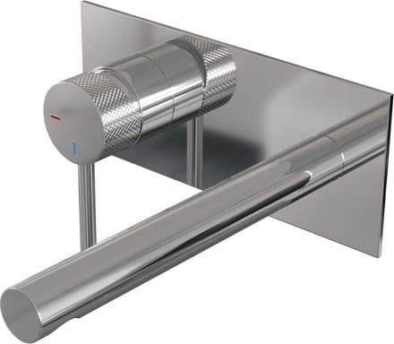 Brauer Chrome Carving inbouw wastafelmengkraan met rechte uitloop en afdekplaat model A2 chroom