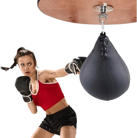 Bokszak Set - Speedbag Peerbal - Intensieve Training - Draaibare Gesp - 25 cm Hoogte - Zwart