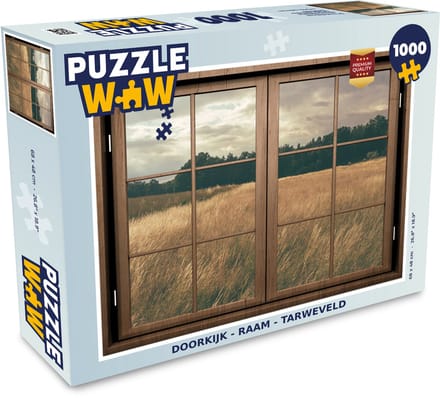 Puzzel Doorkijk - Ramen - Tarweveld - Legpuzzel - Puzzel 1000 stukjes volwassenen