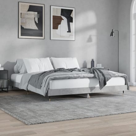 vidaXL - Bedframe - bewerkt - hout - betongrijs - 200x200 - cm