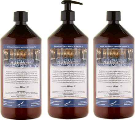 Bodylotion Hammam Herbal 1 Liter - met gratis pomp - set van 3 stuks