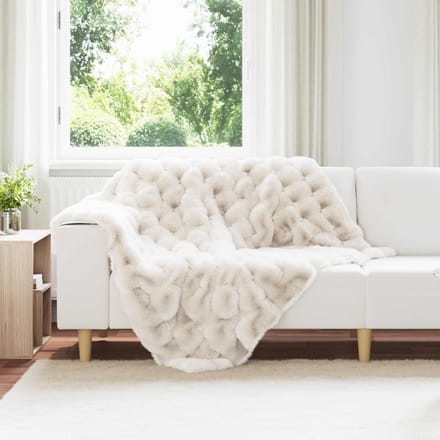 vidaXL - Antislip - deken - van - imitatie - konijnenbont - Olite - Wit - 130 - x - 150 - cm