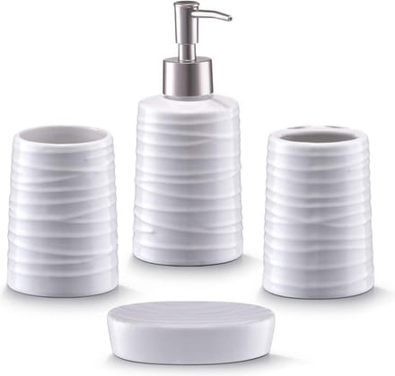 badkameraccessoireset, 4-delig, keramiek, wit 42 x 21 x 24 cm