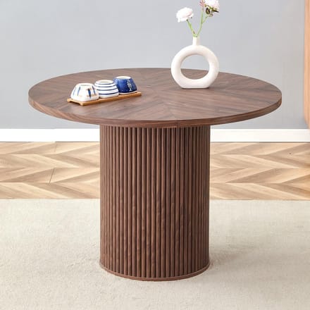 Ronde Eettafel - Eetkamertafel Keukentafel - Samen Eten - Met Opbergruimte - 100 cm Diameter - Houtlook Walnoot