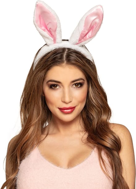 Haarband met konijnenoren - Bunny oortjes - Diadeem - Haaraccessoires - Wit/roze
