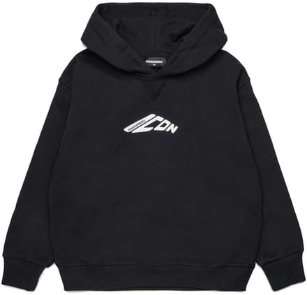 Oversized Cotton Hoodie Kids - Black Sweaters
