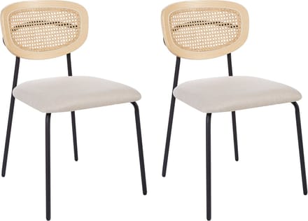 MAYETTA - Eetkamerstoel set van 2 - Lichtbeige - Polyester