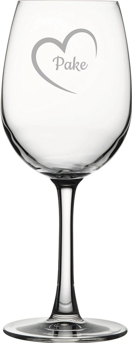Gegraveerde witte wijnglas 36cl Pake mei hert