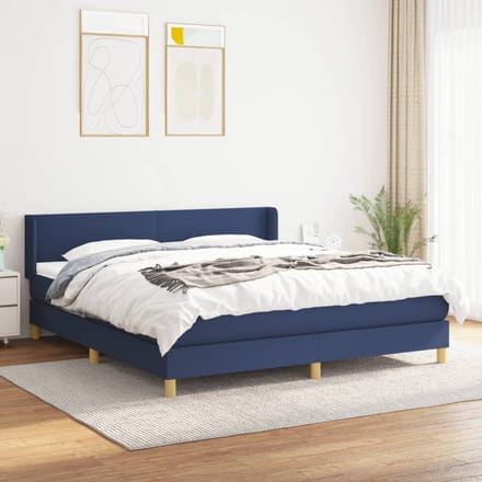 vidaXL - Boxspring - met - matras - stof - blauw - 180x200 - cm
