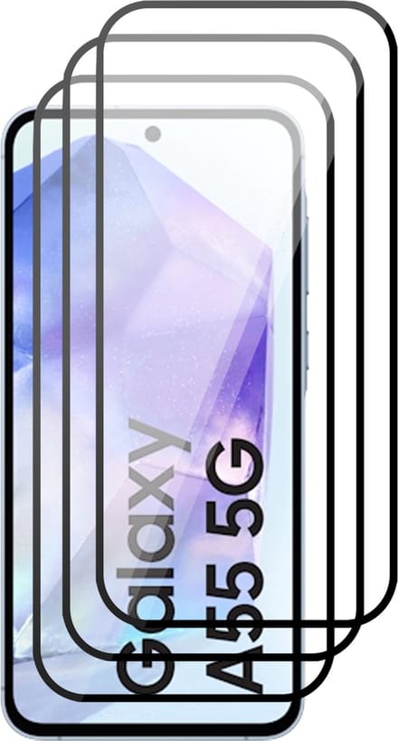 Screenprotector geschikt voor Samsung Galaxy A55 - 3x Volledig Dekkend Glas Screen Protector